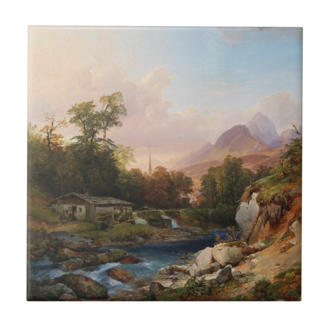 A Mountain Landscape With a Smithy Ceramic Tile (Front)