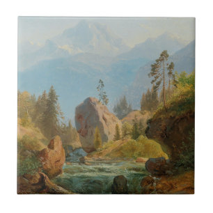 A Mountain Landscape with Creek – Albert Zimmerman Ceramic Tile
