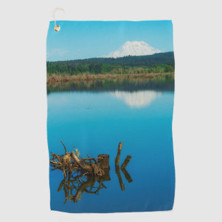 A Mountain Peers Over a Hedge Golf Towel