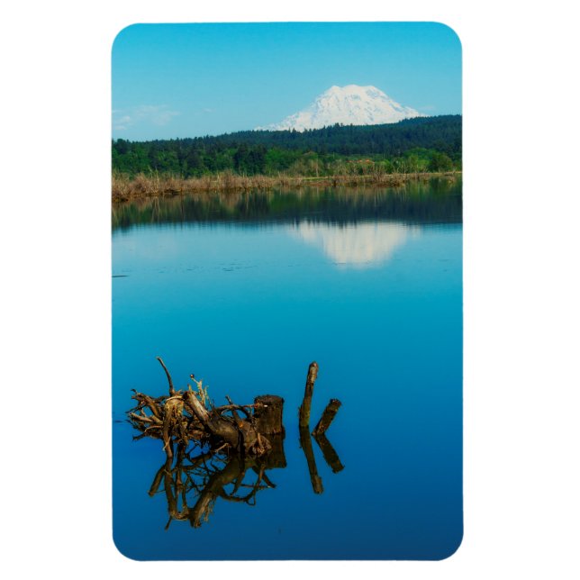 A Mountain Peers Over a Hedge Magnet (Vertical)