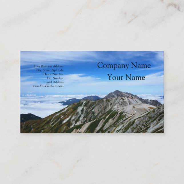 a mountain range in the Tateyama mountain range Business Card (Front)