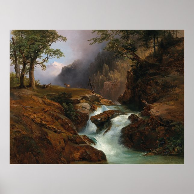 A Mountain Stream, Landscape in Schoppernau Poster (Front)
