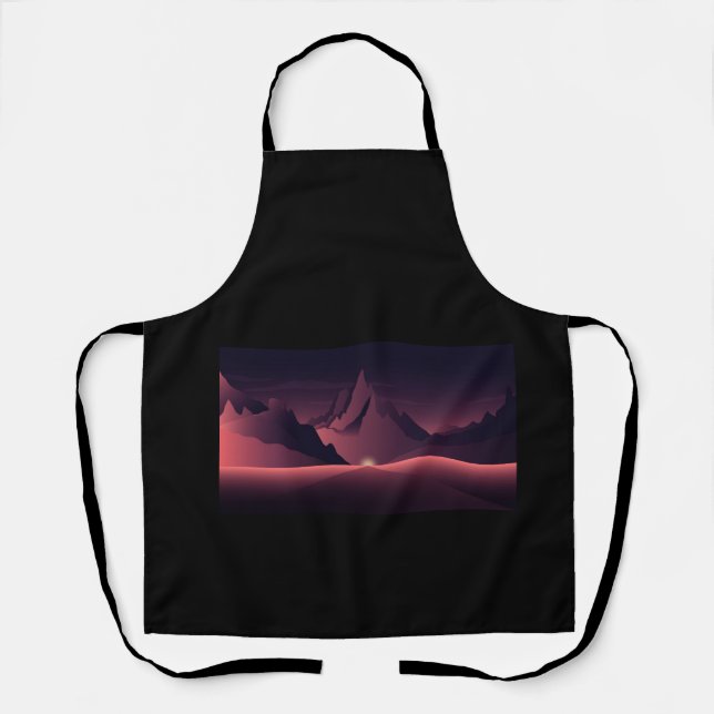 A mountain sunset illustration apron (Front)