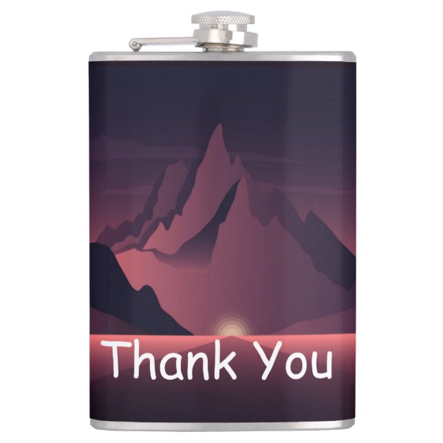 A mountain sunset illustration       flask (Front)