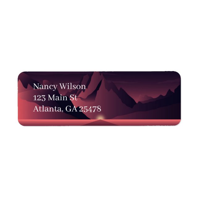 A mountain sunset illustration label (Front)