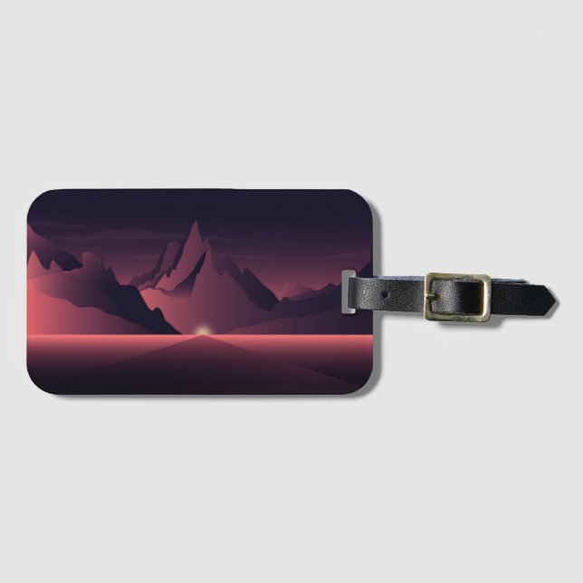 A mountain sunset illustration      luggage tag (Front Horizontal)