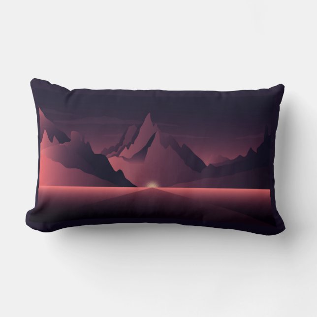 A mountain sunset illustration         lumbar pillow (Front)
