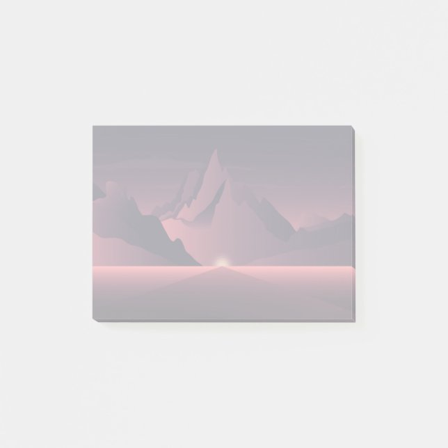 A mountain sunset illustration        post-it notes (Front)