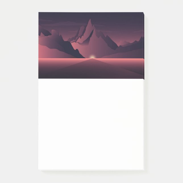 A mountain sunset illustration       post-it notes (Front)