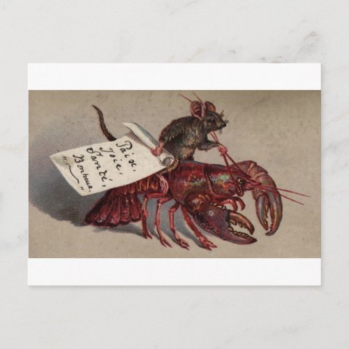 A Mouse  His Lobster Postcard