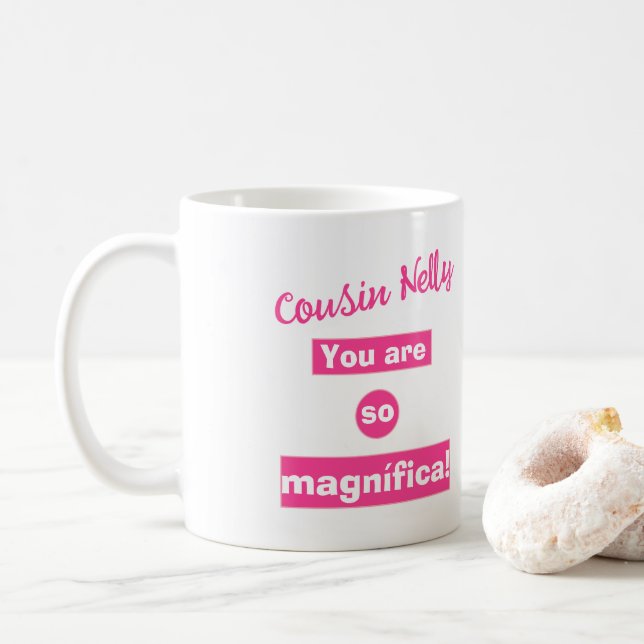 A mug for cousin in Portuguese language (With Donut)