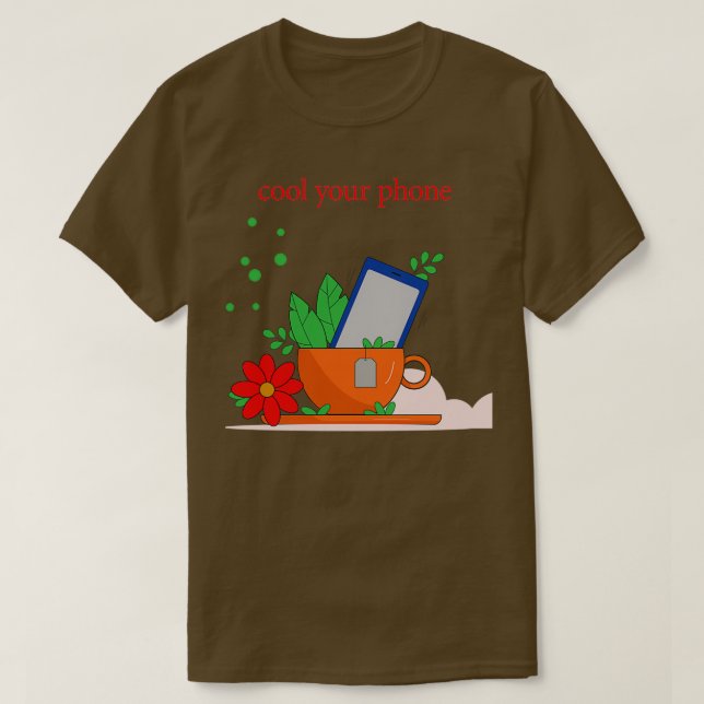 A mug of tea with a phone T-Shirt (Design Front)