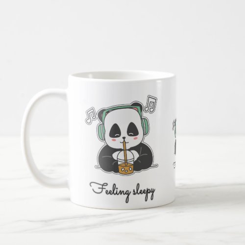 A mug with cute panda listening a song and text 