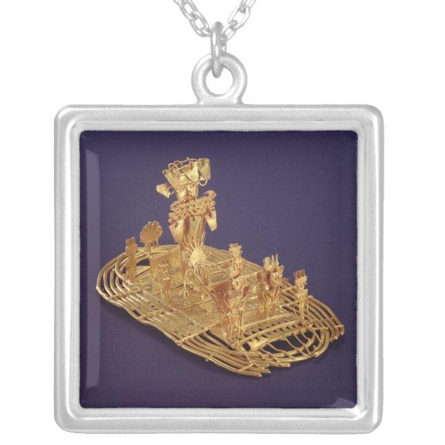 A Muisca votive figurine  depicting Silver Plated Necklace (Front)