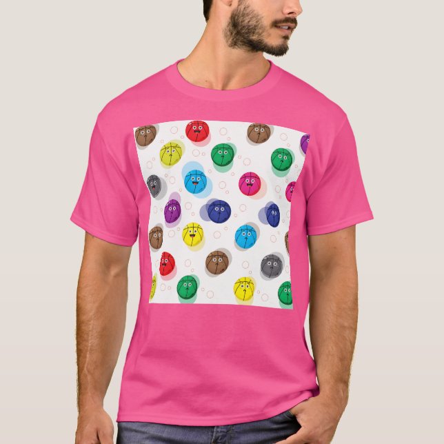A Multicolor Pattern Of Basketballs Emojis - Baske T-Shirt (Front)