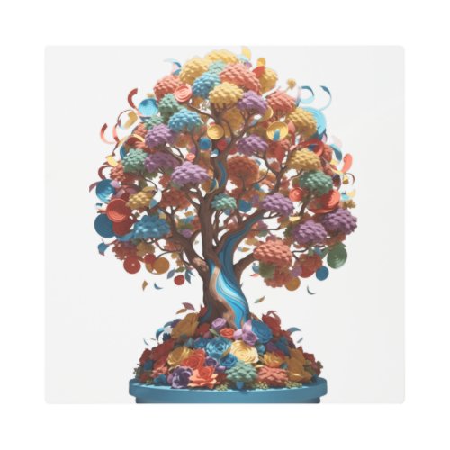 A multicolored heavy tree designed for metal wall  metal print