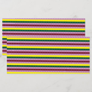 a multicolored striped background with dots menu