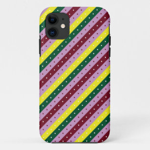 a multicolored striped pattern with dots iPhone 11 case