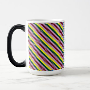 a multicolored striped pattern with dots color morph mug 
