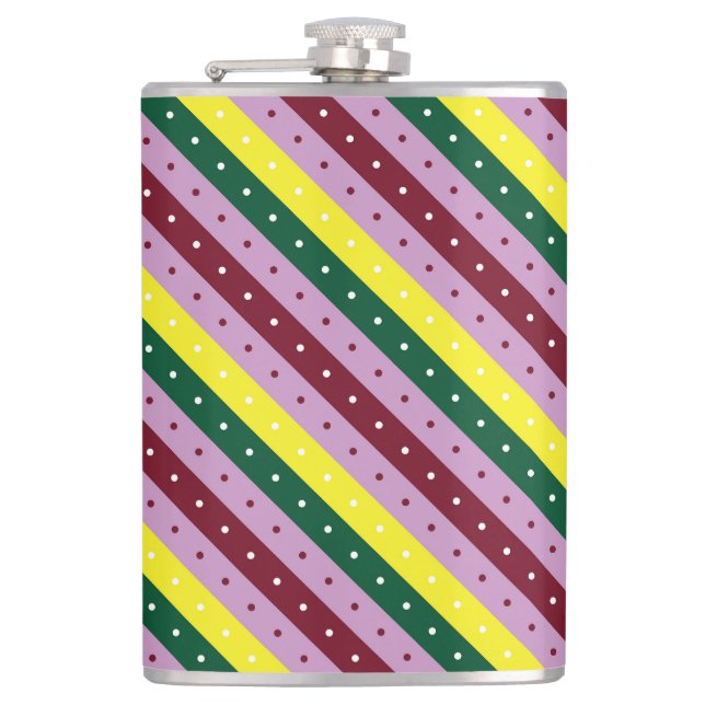 a multicolored striped pattern with dots flask (Front)