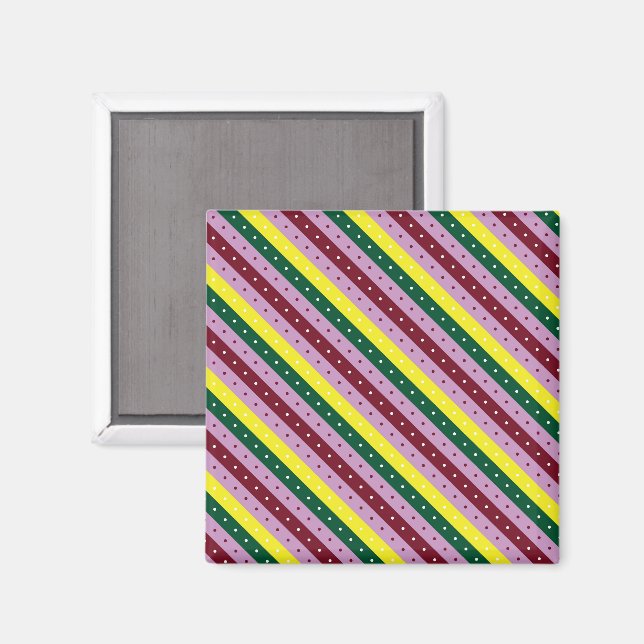 a multicolored striped pattern with dots magnet (Front/Back)