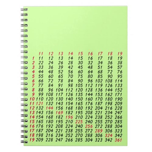 a multiplication table for math notebook