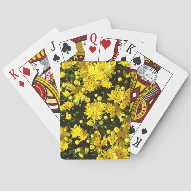 A Multitude of Yellow Mums Poker Cards (Back)