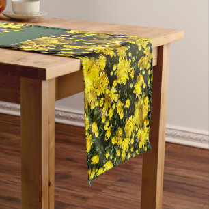 A Multitude of Yellow Mums Short Table Runner