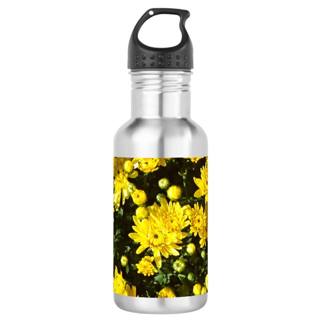 A Multitude of Yellow Mums Stainless Steel Water Bottle (Front)
