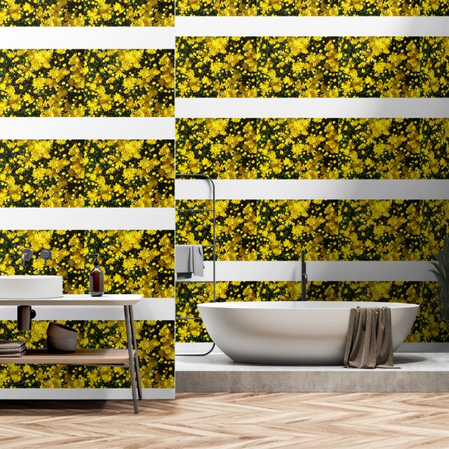 A Multitude of Yellow Mums Wallpaper (Bathroom)