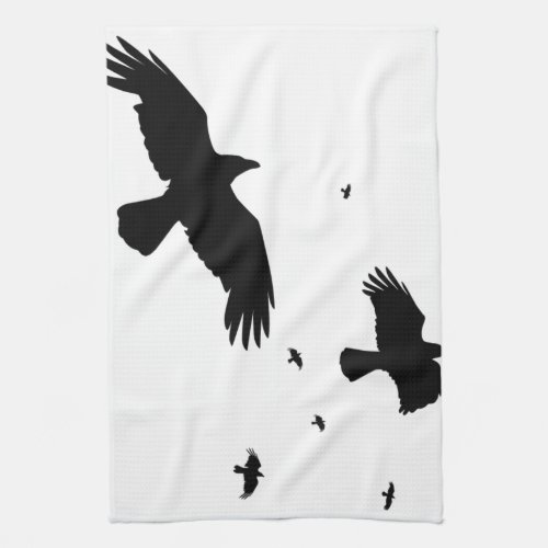 A Murder of Crows In Flight Vector Silhouette Towel