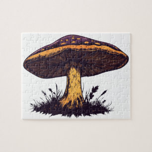 A mushroom illustration vibrant artwork. jigsaw puzzle