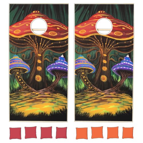 A Mushroom World Cornhole Set