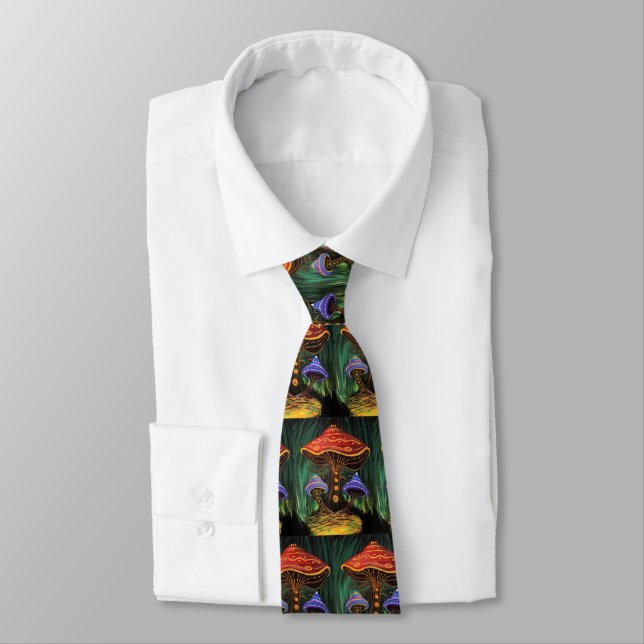 A Mushroom World Neck Tie (Tied)