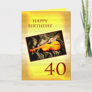 A musical 40th birthday card with a violin