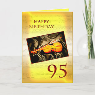 A musical 95th birthday card with a violin