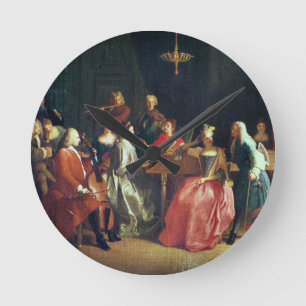 A Musical Evening (oil on canvas) Round Clock