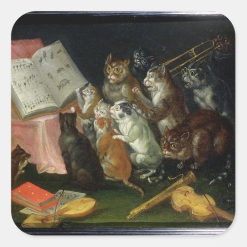 A Musical Gathering of Cats Square Sticker