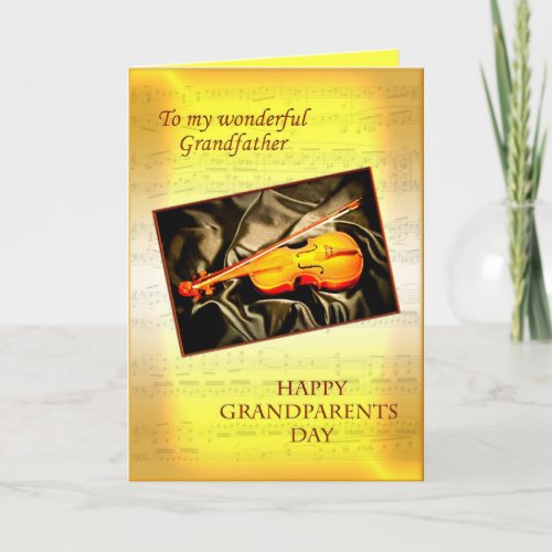 A musical Grandparents day card with a violin