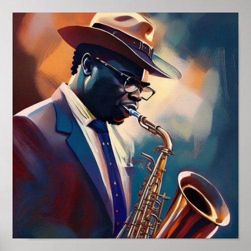 A Musician Playing the Saxophone Poster