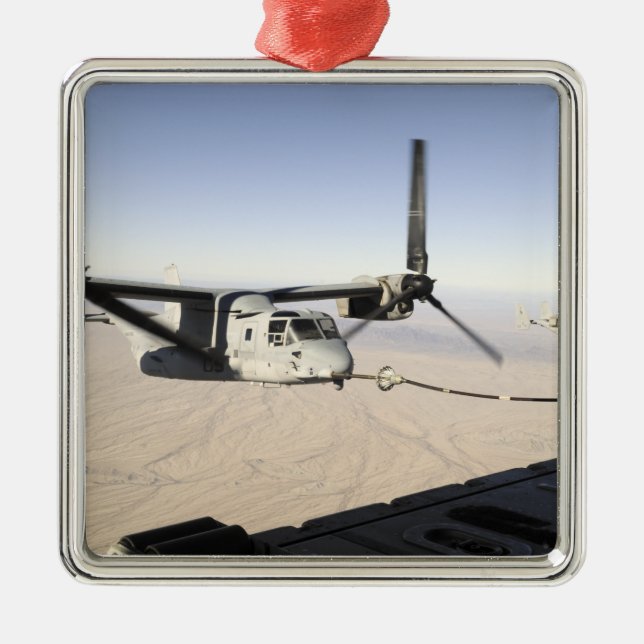 A MV-22 Osprey refuels midflight Metal Ornament (Front)