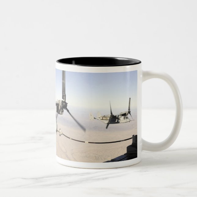 A MV-22 Osprey refuels midflight Two-Tone Coffee Mug (Right)