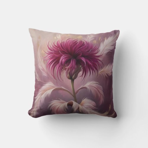 A mystical amaranth bloom in digital oil paint throw pillow