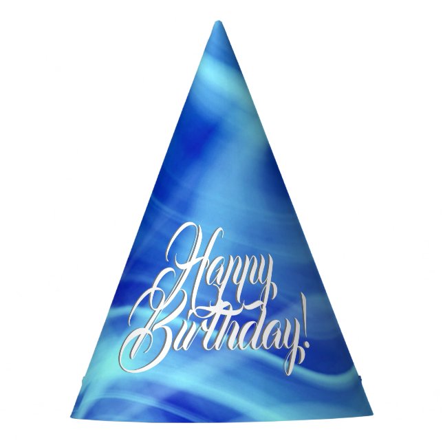 A Mystical Blue Fog Happy Birthday Party Hat (Front)