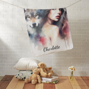 A mystical bond between a Native Indian and a wolf Baby Blanket
