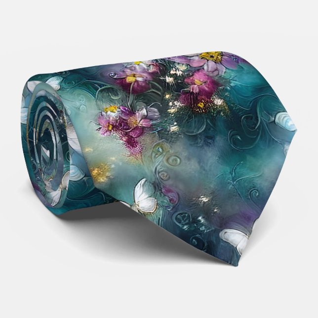 A Mystical Butterfly Series Design 11 Neck Tie (Rolled)