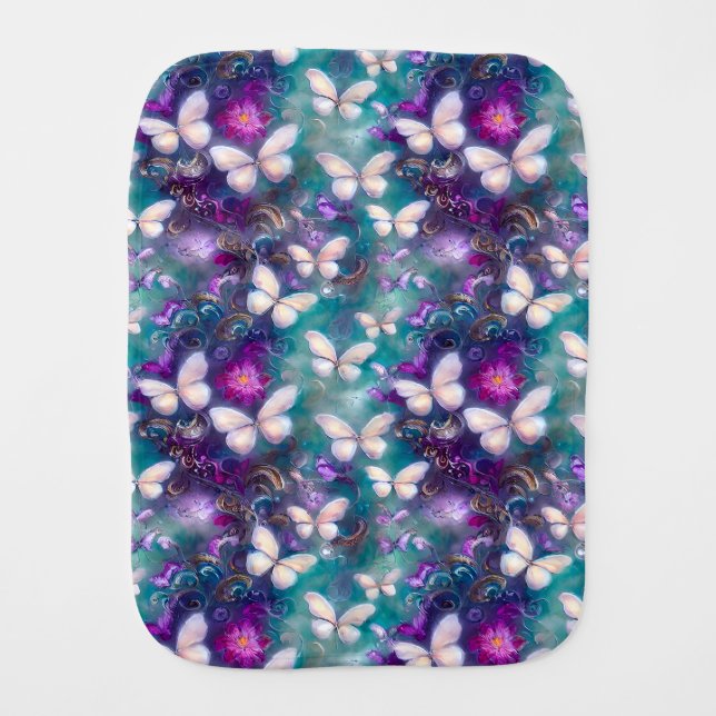 A Mystical Butterfly Series Design 1 Baby Burp Cloth (Front)