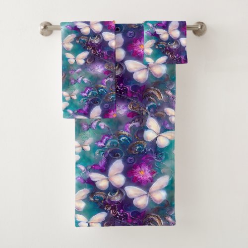A Mystical Butterfly Series Design 1 Bath Towel Set