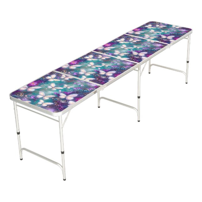 A Mystical Butterfly Series Design 1 Beer Pong Table (Angled)