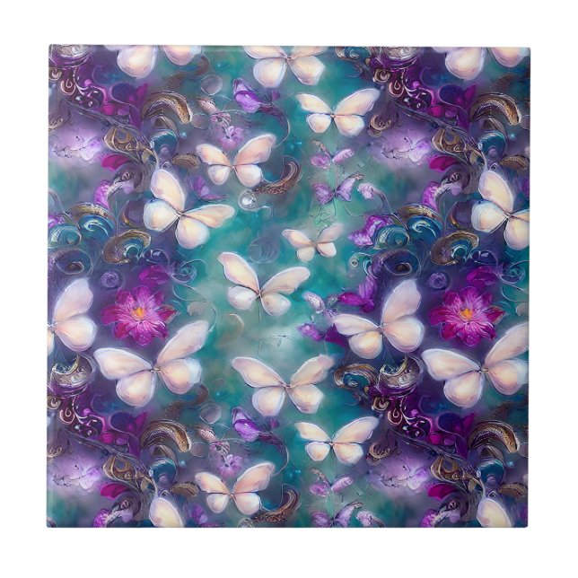 A Mystical Butterfly Series Design 1 Ceramic Tile (Front)